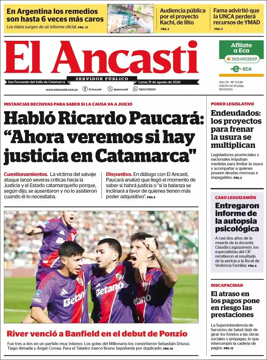 Media Panel - Developments and Systems | GUACHIPAS FM - Tapa del diario Ancasti