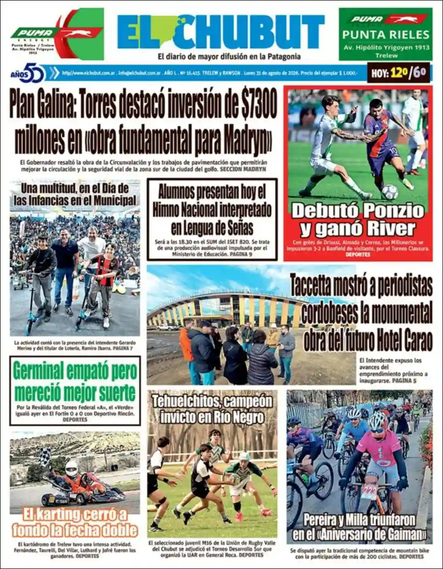 Media Panel - Developments and Systems | GUACHIPAS FM - Tapa del diario El Chubut